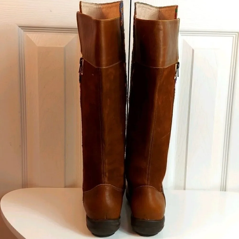 Karim Corzo Embroidered Tall Leather Boots Sz 36